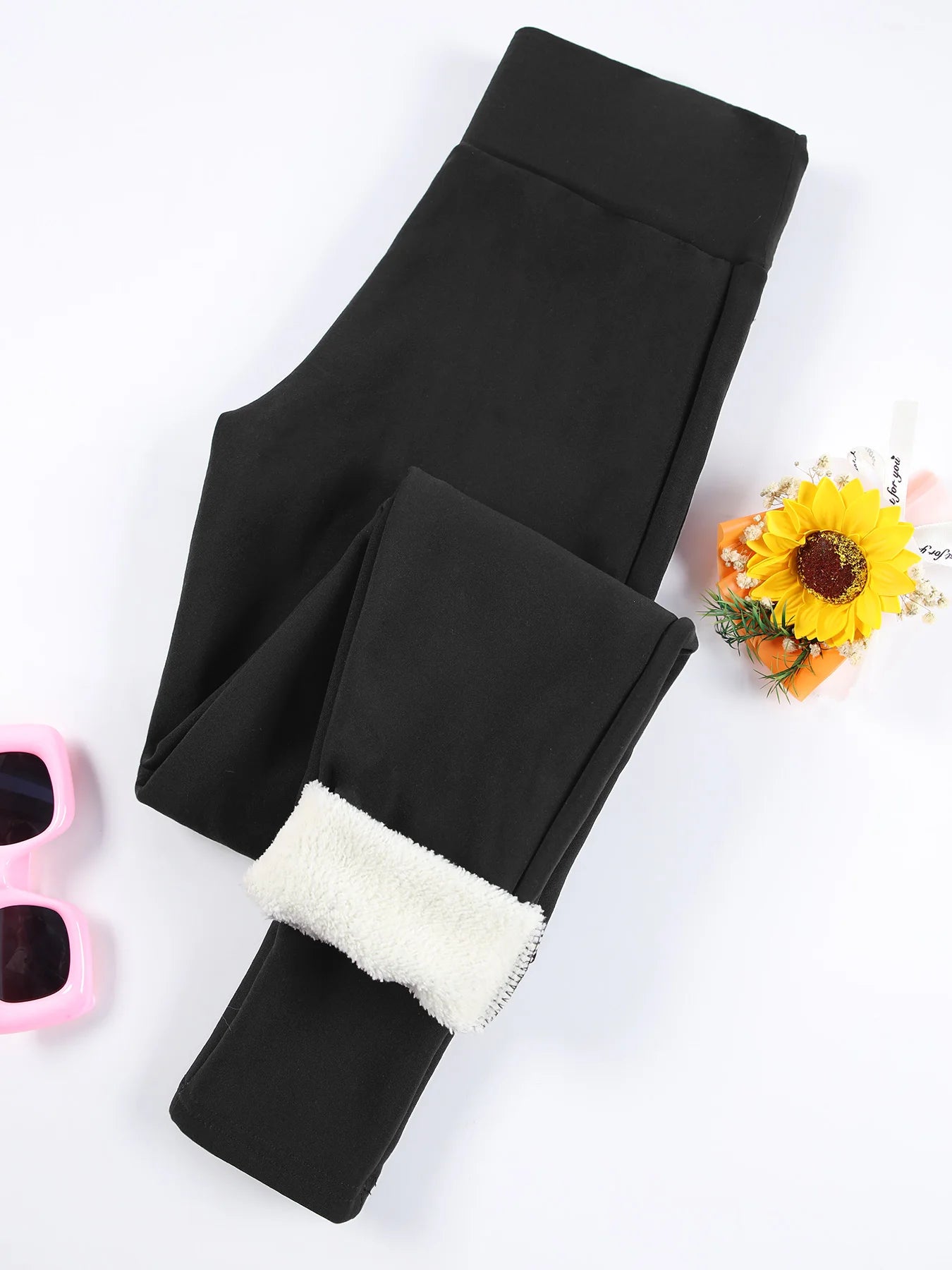 Women Fleece Lined Leggings Thermal Thick Winter Tummy Control Soft Pants High Waisted Velvet Leggings Casual Wear