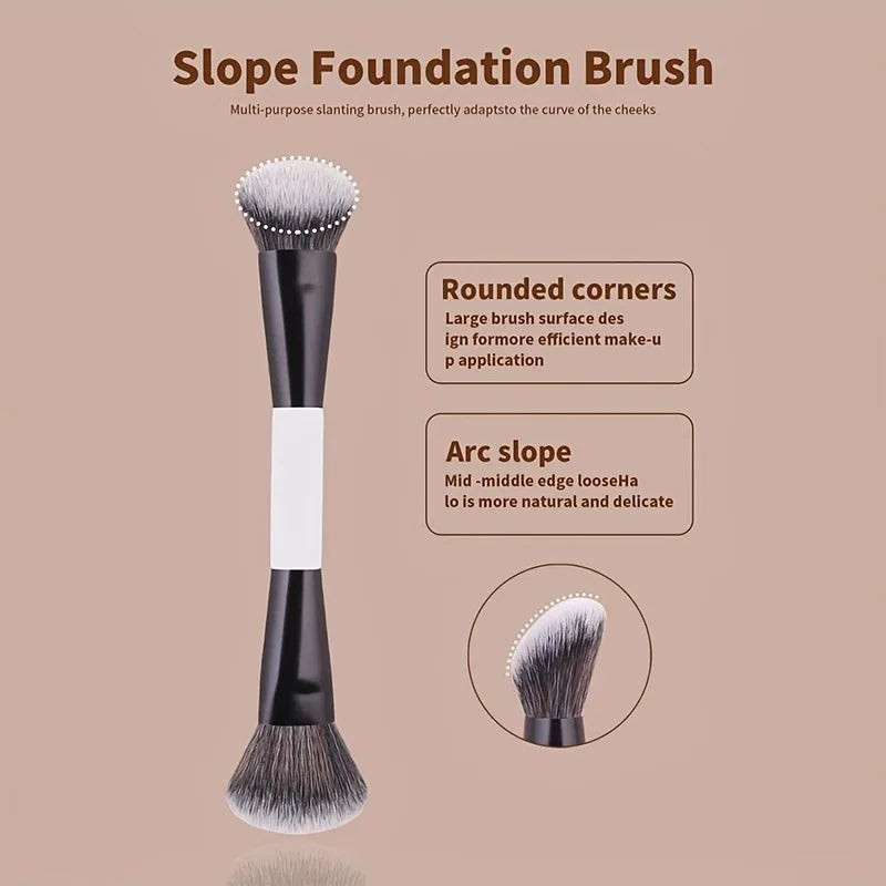 1pcs Double Head Makeup Brushes Flat Angled Foundation Concealer Contour for Blending Loose Powder Liquid Cream Cosmetic Tools
