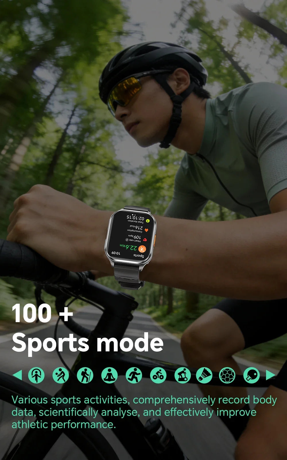 Outdoor Smart Sports Watches 2.01" 30W Camera Take Photo Video Recording Music BT Call Health Sports Mode Waterproof Smart Watch