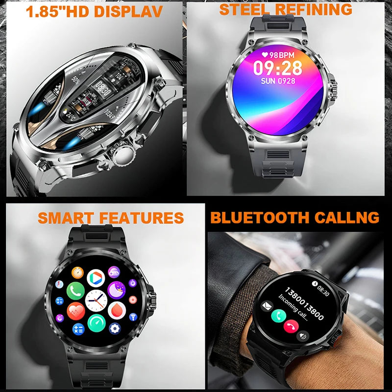 2024 New 1.85 Inch HD Bluetooth Call Smart Watch Men Sports Fitness Tracker Heart Monitor 710mAh Smartwatch For XIAOMI Android