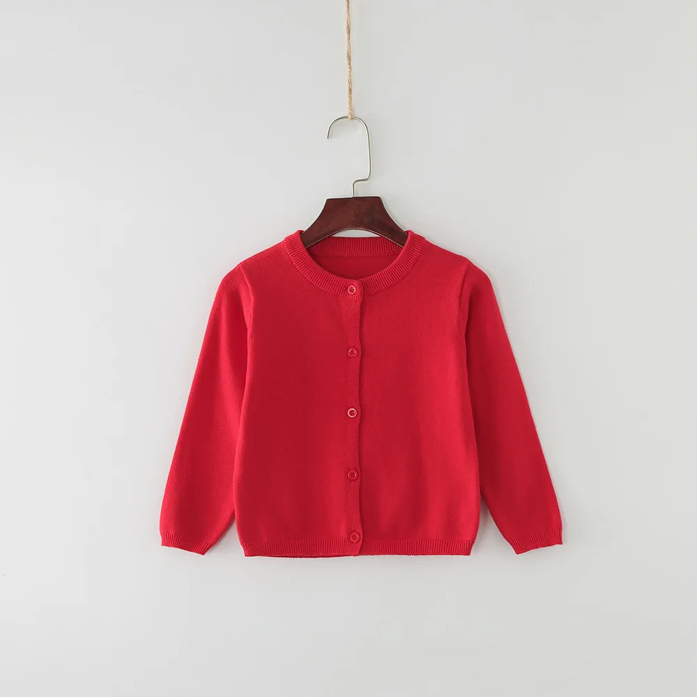 Girls Sweater Kids Cardigan Coat Toddler 1 to 2 3 4 5 6 7 8 9 Years Pink Yellow Cute Cotton Long Sleeve Clothes Plain Button Top