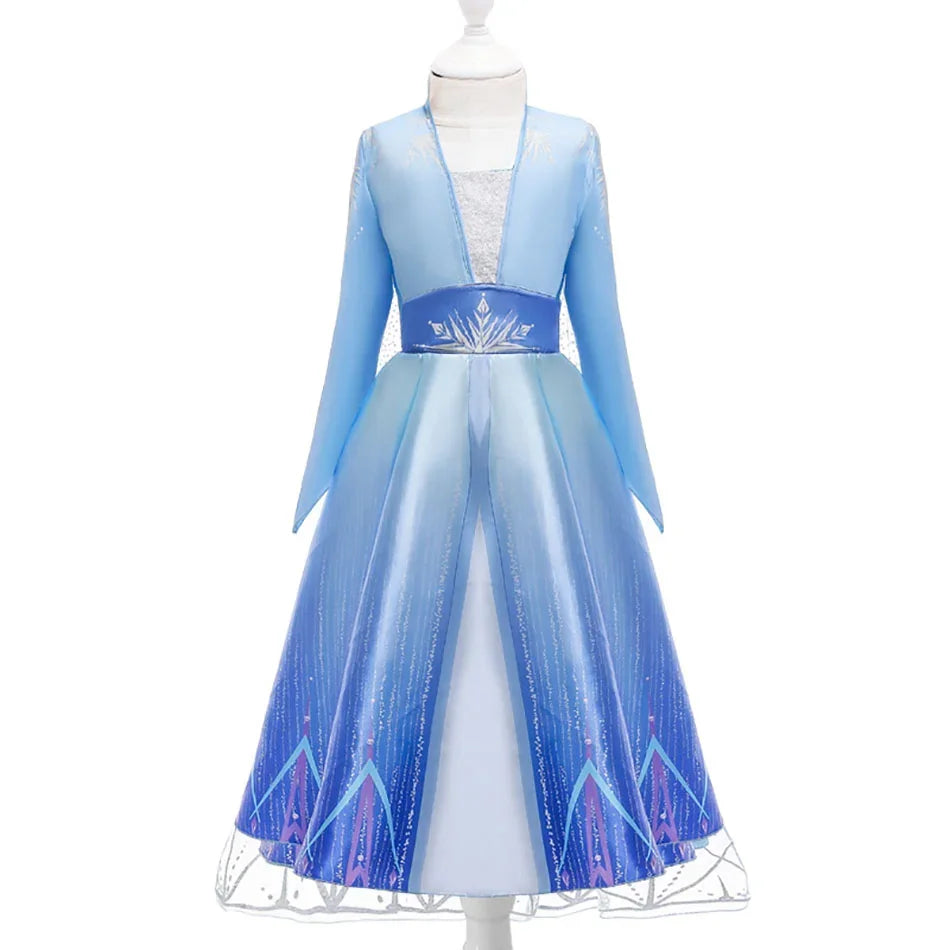 2024 Snow Queen Girls Dress Princess Elsa Dresses Kids Fancy Children Vestidos Birthday Carnival Fancy Party Disguise