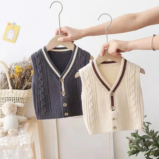 Chaleco de uniforme escolar para niños, Jersey de punto para niños, abrigo para niños pequeños, bebés, niñas, chaleco de 9M-4T GY03101