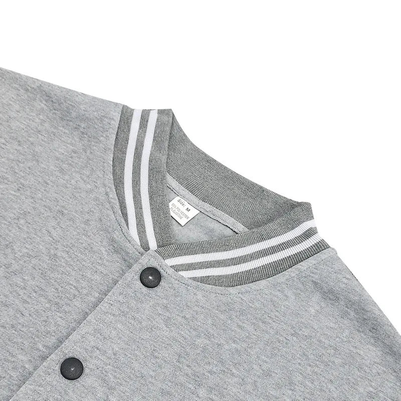 Men's baseball jacket autumn and winter fleece American solid color loose casual stand-up collar single-breasted flight jacket