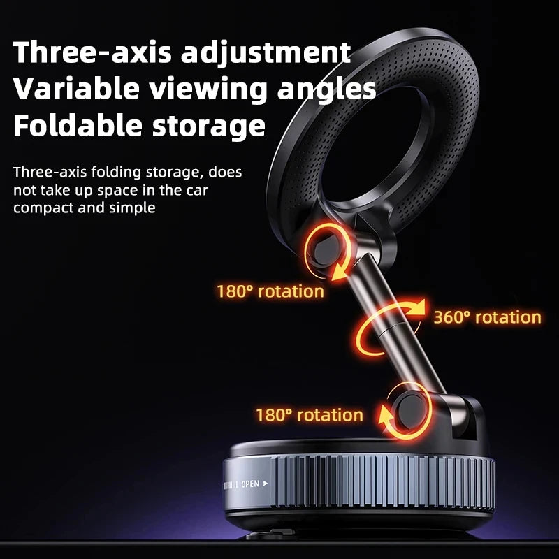 Rotating Folding Magnetic Phone Holder Vacuum Suction Mag Stand for Car Navigation Gym Kitchen - Universal GPS Streaming Bracket