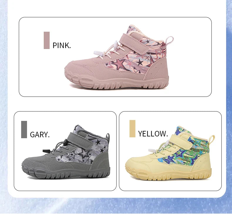 New Parent-child Winter Boots Men and Women Snow BareFoot Outdoor Non-slip Warm Fur Casual Boys/girls Sneakers Kid's Ankle Boots