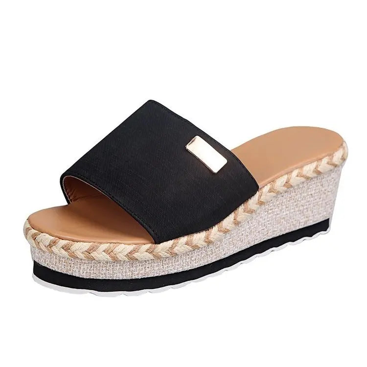 Womens High Heel Sandals Ladies Thick Bottom Casual Slippers Summer New Wedges Sandals Female Shoes Women Platform Mules Slipper