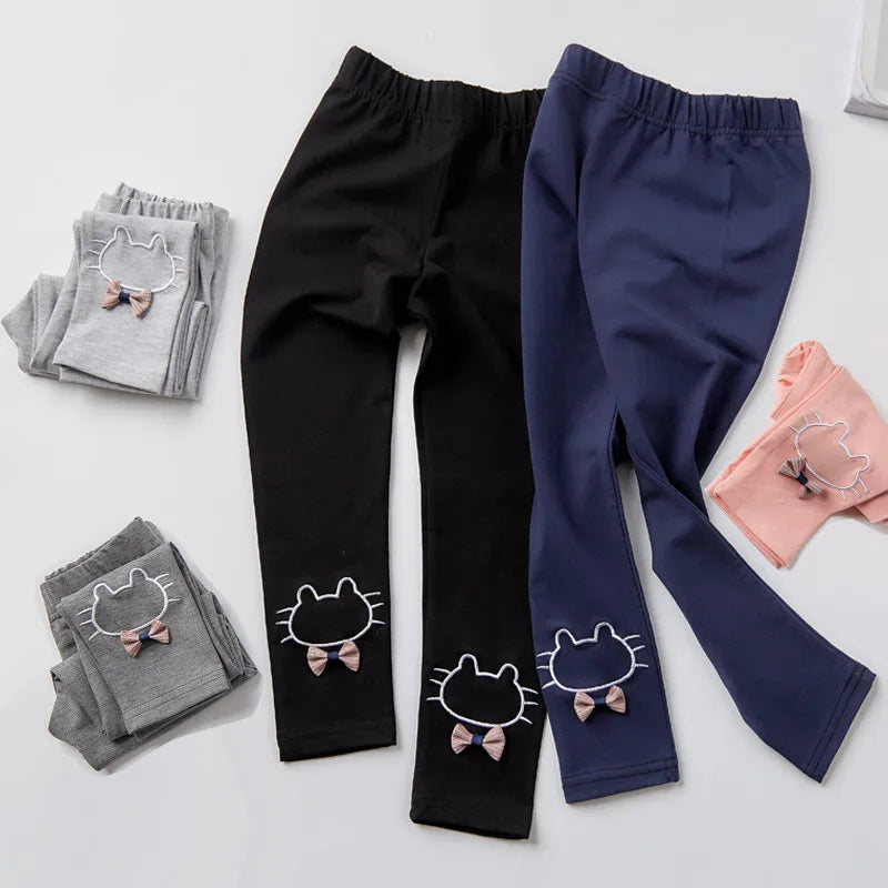 2-9T Kids Pants Autumn Big Pp Cotton Leggings for Girls Baby Bow Long Trousers Fashion Children girl Princess Legging