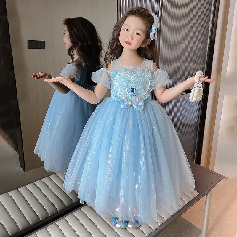 Fairy Clothes for Girls Luxury Elsa Princess Dress Up Children Shiny Tulle Snow Queen Birthday Party Cosplay Masquerade Costume