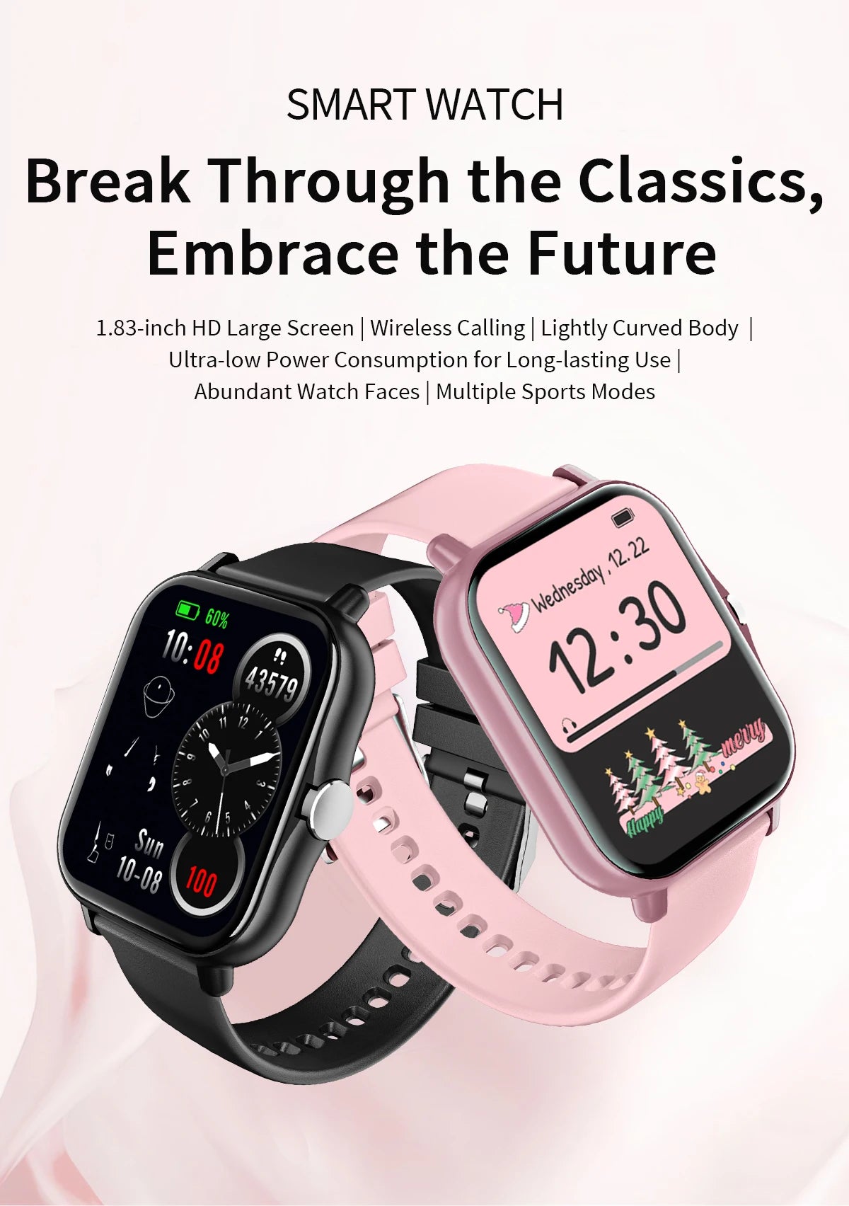 2026 New Smart Watch 1.83 HD Screen Multi-color Watch Strap Bluetooth Call Outdoor Sport Watch For Android/IOS Men Women