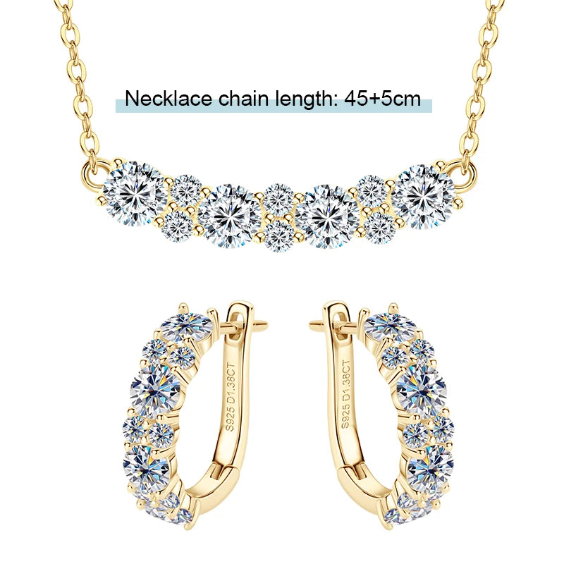 OXTAO With Certified Jewelry Sets Wholesale Sparkling Moissanite Diamond Necklaces&Earring Luxury Gift Real 925 Sliver for Women