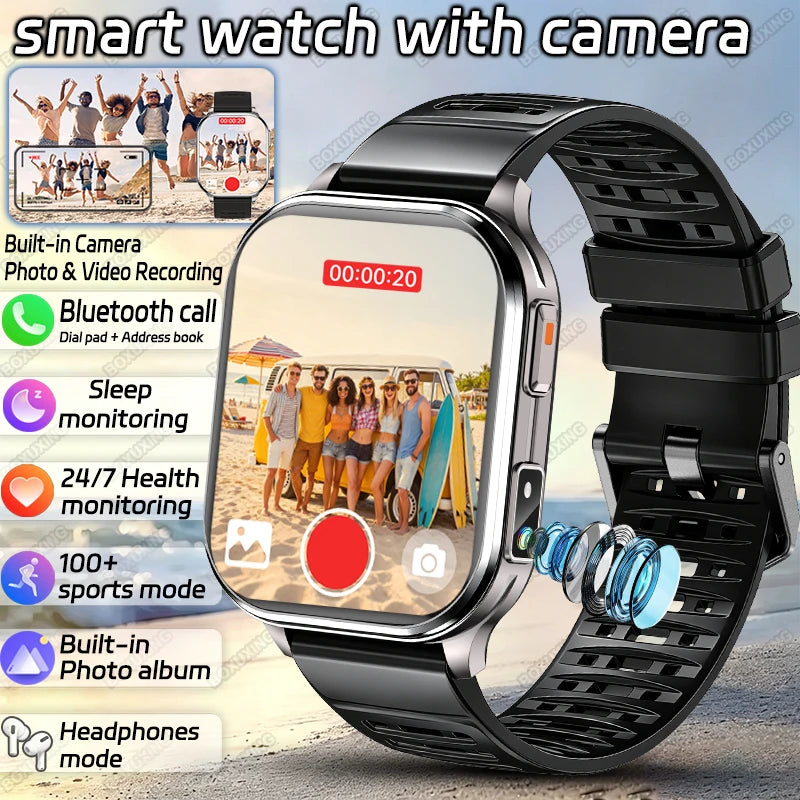 2026 New Smart Watch With Camera Men Women Photos Record Video Health Sports Fitness IP68 Waterproof Call Recording Smartwatches
