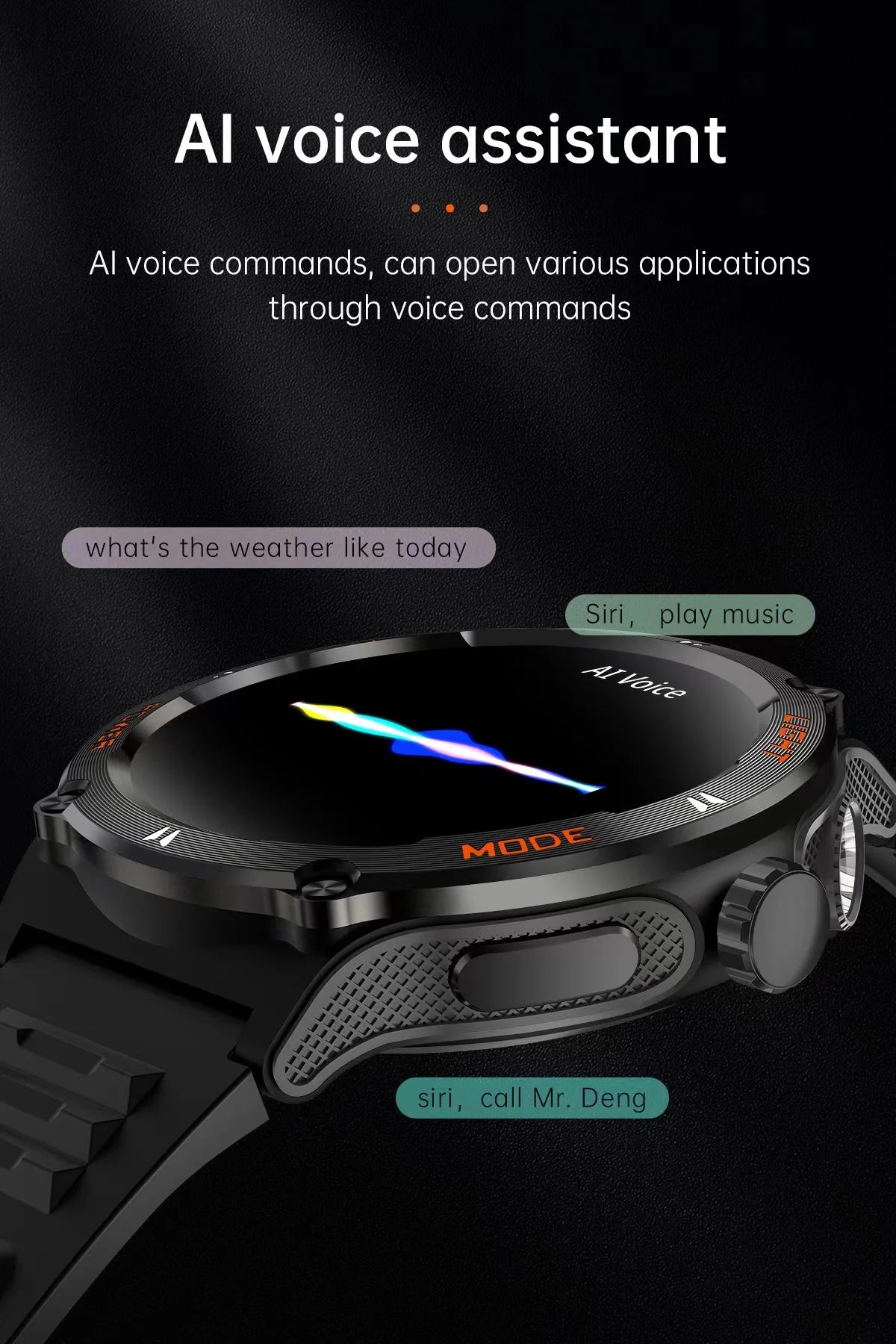 New Flashlight watch For  GPS NFC Smart Watch Men  AMOLED Screen Heart rate Bluetooth Call IP68 Waterproof Man Watch 500mAh