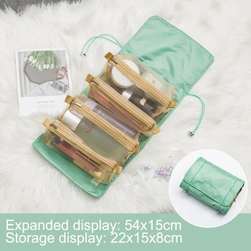 Large Travel  Cosmetic Bag Durable Makeup Bag Organizer High Capacity Makeup Bag Storage Pouch PU Leather Makeup Box for Girls