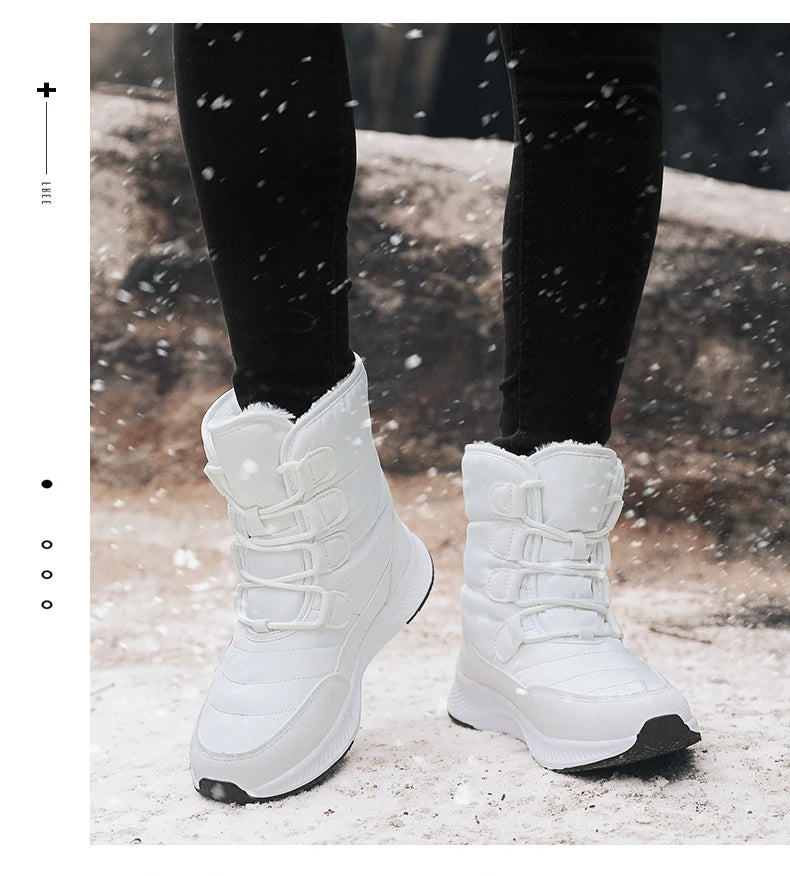2023 Winter White Snow Boots Waterproof Non-slip Thicken Plush Warm Ankle Boots Women Shoes Botas Mujer Platform Shoes