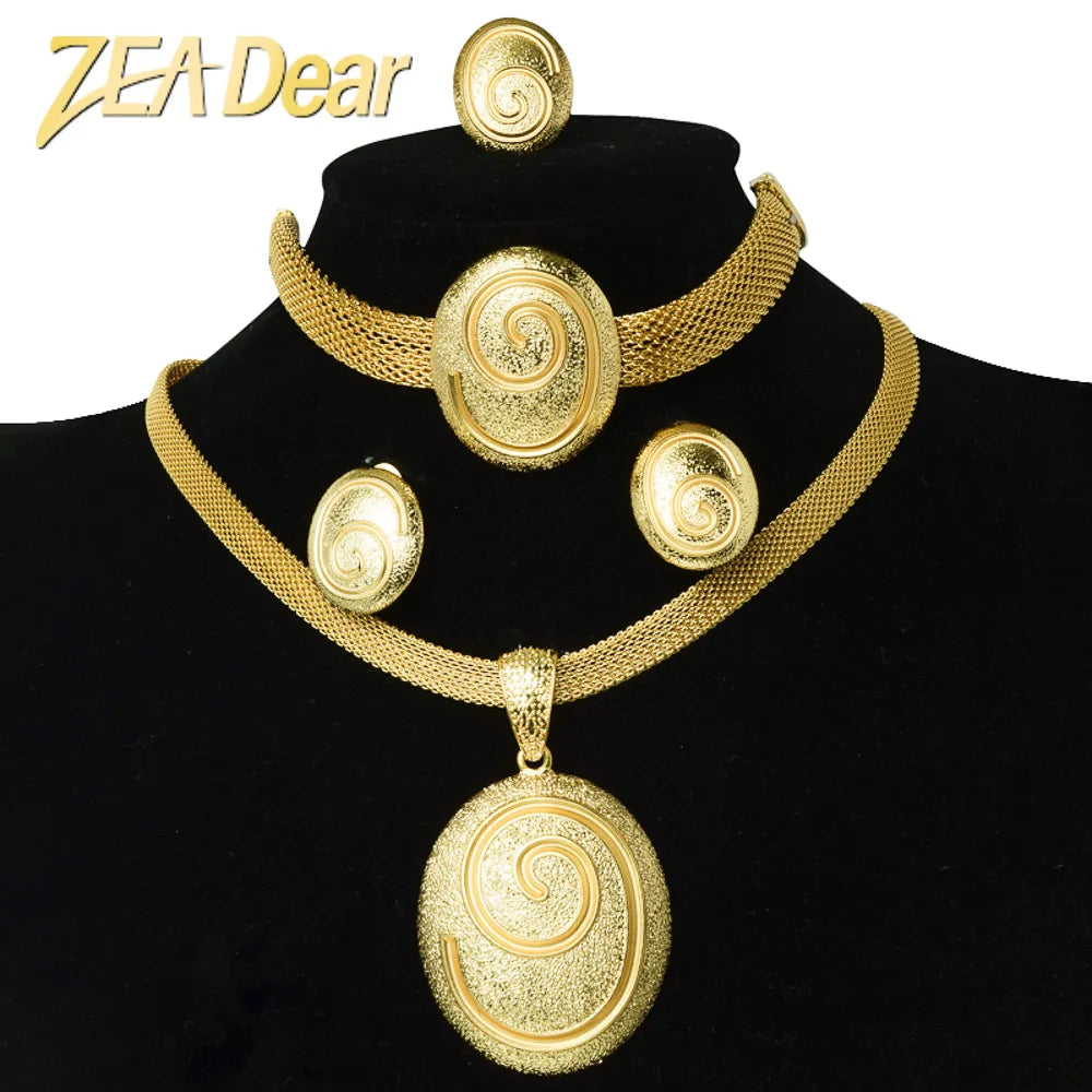 ZEADear Jewelry Sets Egg Shape Bridal Wedding Earrings Necklace Bracelet Ring Gold Plated Anniversary Jewellery Wholesale Gift