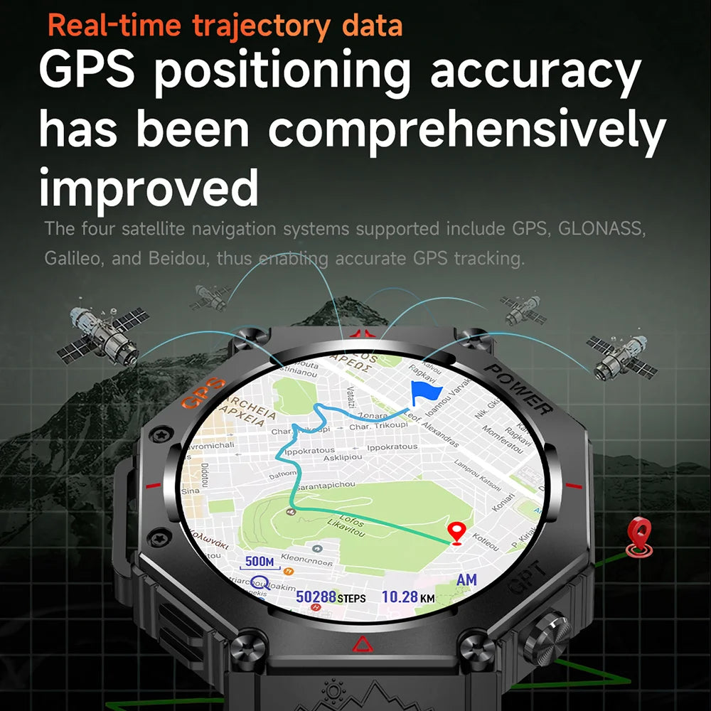 2025 New ChatGPT AI assistant Smart Watch 5ATM Waterproof GPS Built-in Dual-band GNSS Compass Sport Smartwatch Men Woman