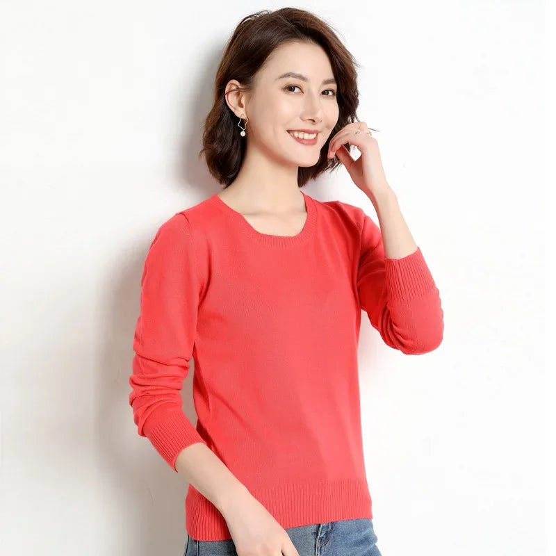 Women Sweater O-neck Autumn Winter Basic Pullover Warm Casual Pulls Jumpers Korean Fashion Spring Knitwear Bottoming Shirt 2025