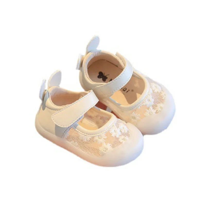 Infant Baby Girl Shoes Toddler Flats Sandals Summer New Cute Flower Mesh Princess Shoes Soft Bottom Anti Slip First Walker Shoes