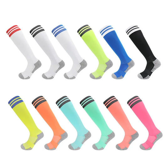 White Black Stripes Football Soccer Socks For Men Teenages Kids Boys Over the Calf Baseball Rugby Athletic Socks Women Girls