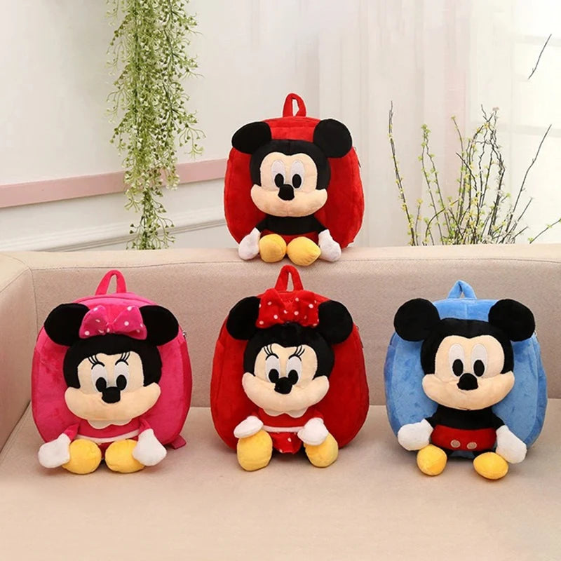 Anime Disney Figure Plush Backpack Mickey Mouse Minnie Kawaii Girl Handbag Plush Stuffed Soft Bags Children School Bag Gift