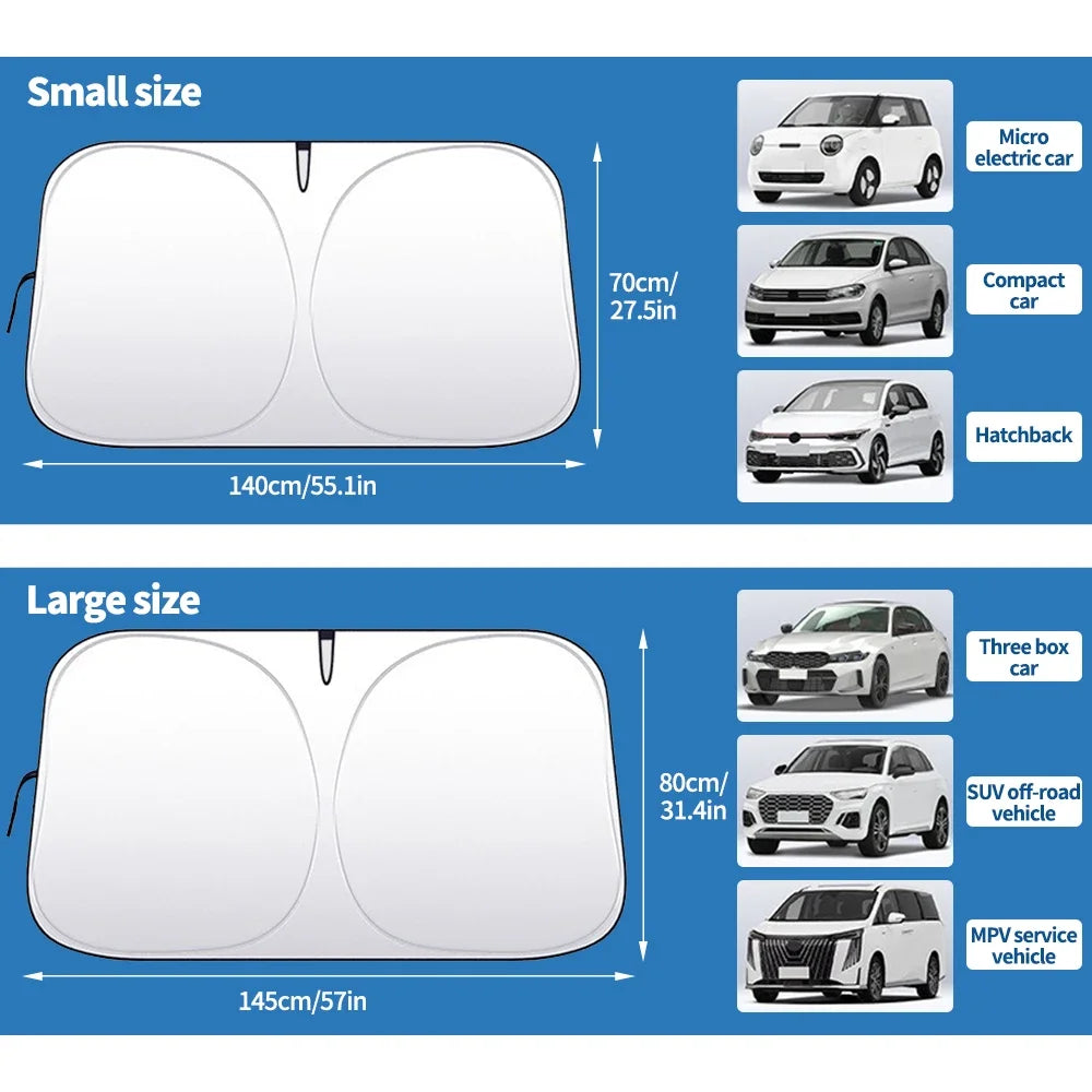Car Sunshade Umbrella for Windshield, Foldable Parasol with 360° Rotating Handle, UV Protection Sun Shade for Summer