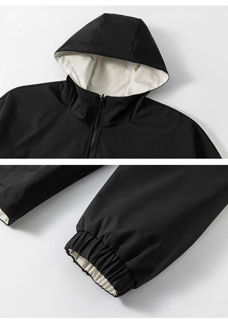 Womens Hooded Reversible Jackets 2025 Windbreaker Women Jackets Basic Coats Zipper Fashion Lightweight Jackets Famale Outerwears