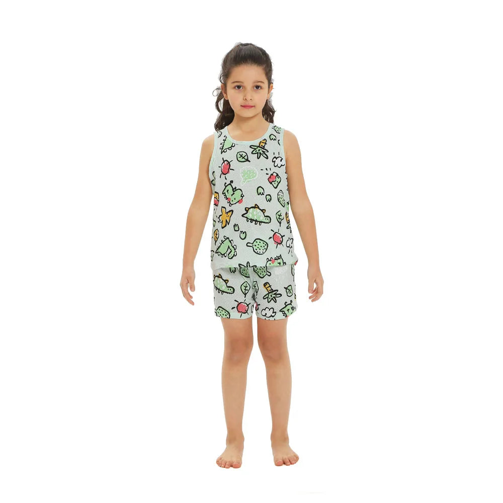 Children Pajamas for Girls Boys 1 to 2 3 4 5 6 7 8 9 Years Cotton Green Pink Toddler Girl Pijama Short Set Teen Boy Pyjama Suit