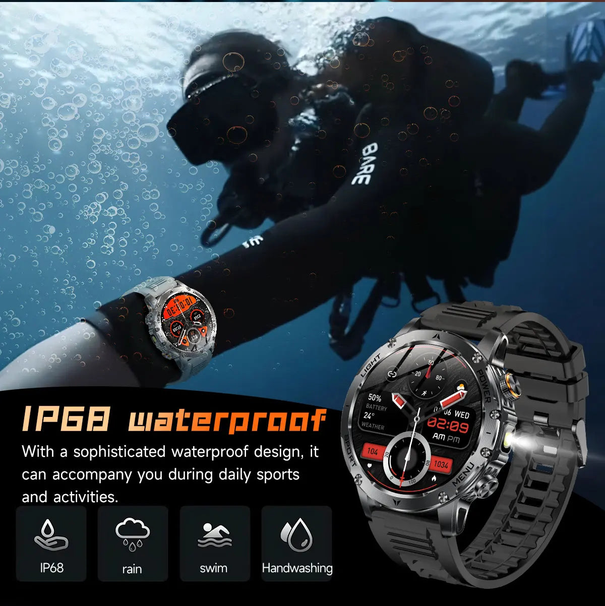 New Smart Watch For Men 1000Mah Battery Fitness Tracking Sport Waterproof Clock Smart Bracelet Men Military High-end custom dial