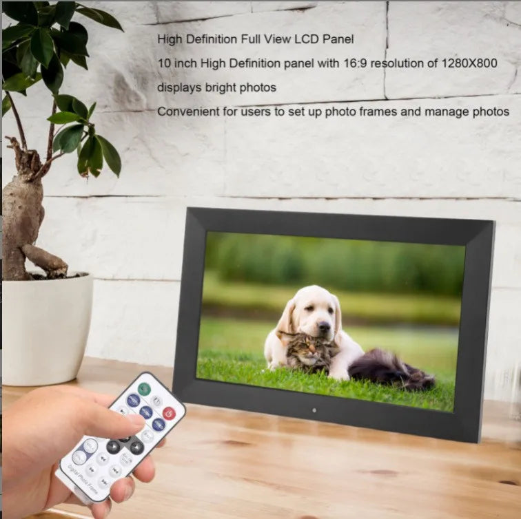 10"Digital Picture Photo Frame IPS Full-View Screen Photo Album  Clock Calendar Video Player with Remote Control For Family Gift