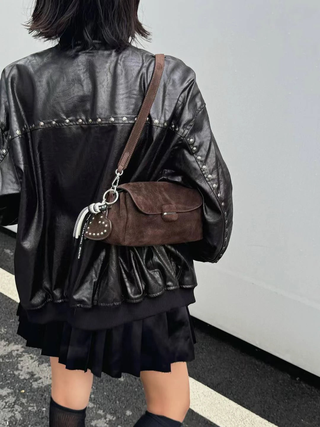Genuine Grade Luxury Designer Women's Small Shoulder Crossbody Small Square Bags Suede Leather Female Daily Purse Underarm Bag