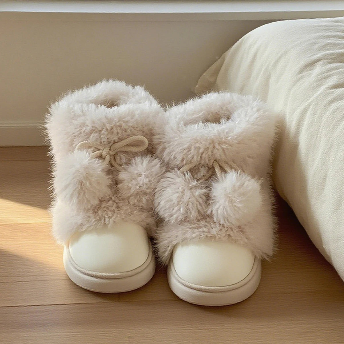 Winter New Warm Snow Boots 2025 Fur Design Women Short Boots Non-slip Light Comfortable Child Home Slippers High Top Shoe