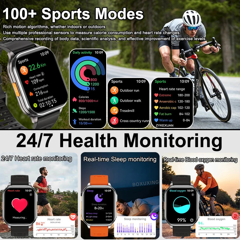 2026 New Smart Watch With Camera Men Women Photos Record Video Health Sports Fitness IP68 Waterproof Call Recording Smartwatches