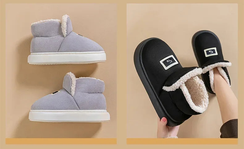 Fashion Winter Women Boots 2025 New Men Cotton Boots Outdoor Snow Boots for Female Soft Sole House Shoes Non-Slips Shoes