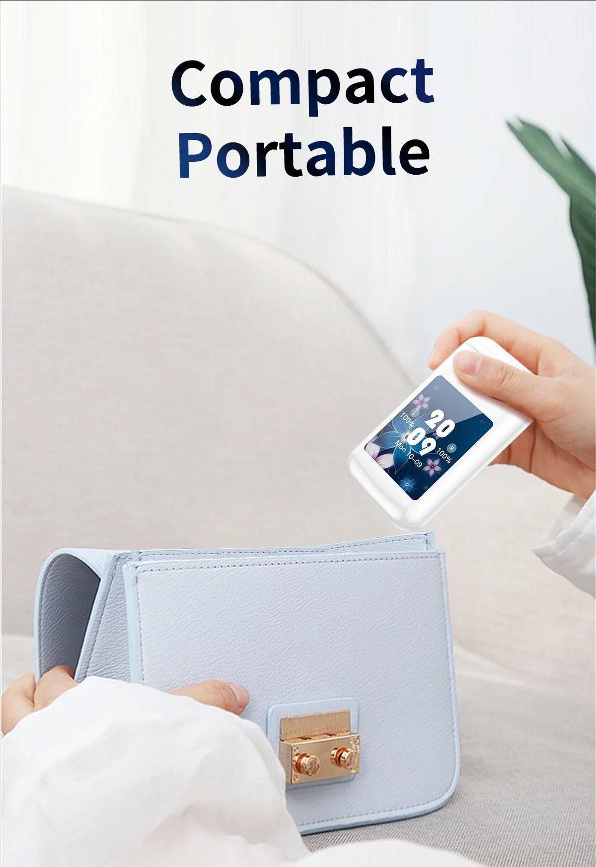 Wireless Bluetooth 5.2 Earphones 2.8-inch Multimedia Smart Touch Screen ANC Earbuds Flashlight 5000mah Power Bank Hiking Headset