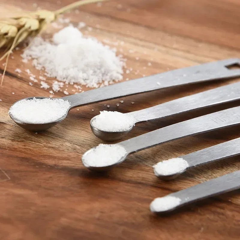 5Pcs/set Mini Measuring Spoon Set Stainless Steel Seasoning Dry And Liquid Ingredients Kitchen Mearure Tools Home Supplies