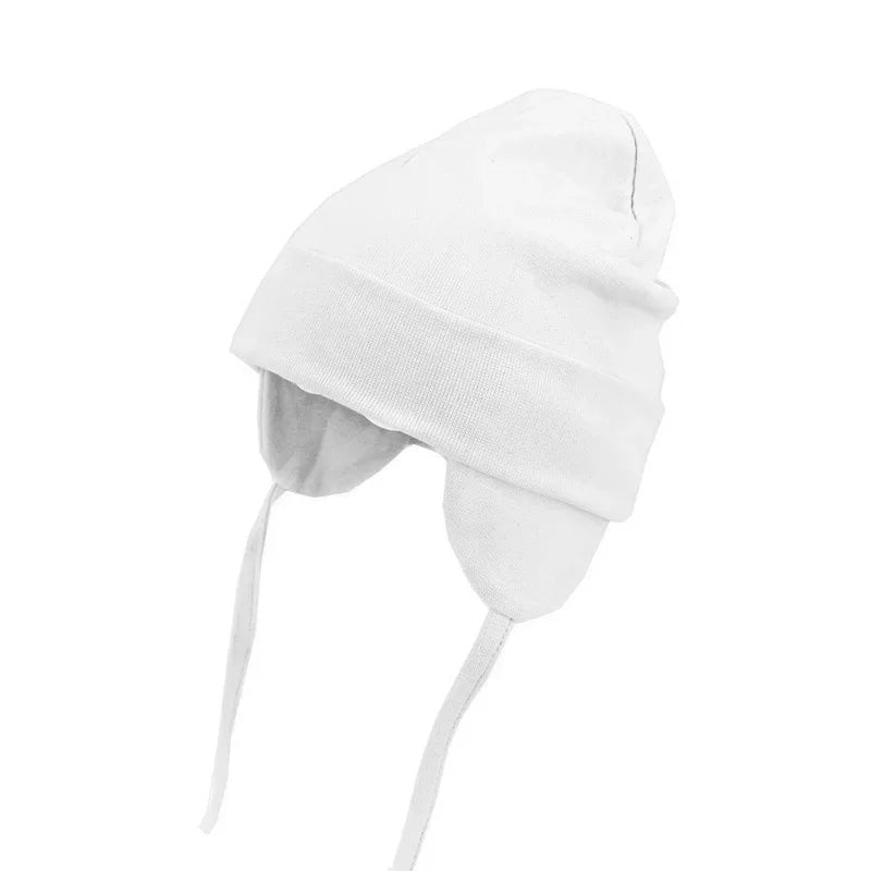 Gorro para bebé de otoño e invierno, gorro de Color sólido con protección para los oídos, gorro cálido para niño pequeño, gorro de algodón suave para niños y niñas, gorro con orejeras