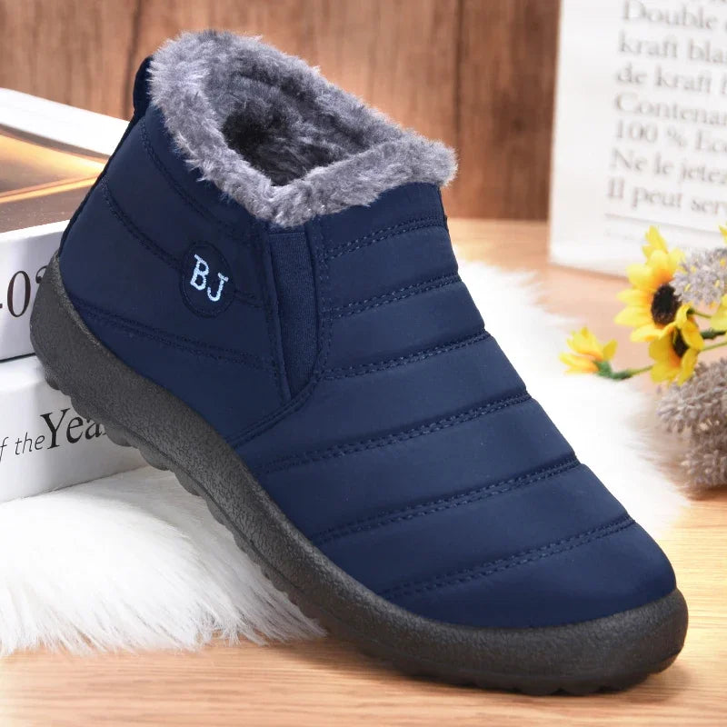 Fashion Winter Men Boots Non Slip Snow Boots with Fur Lightweight Keep Warm Mens Ankle Boots Flats Male Cotton Shoes Botas
