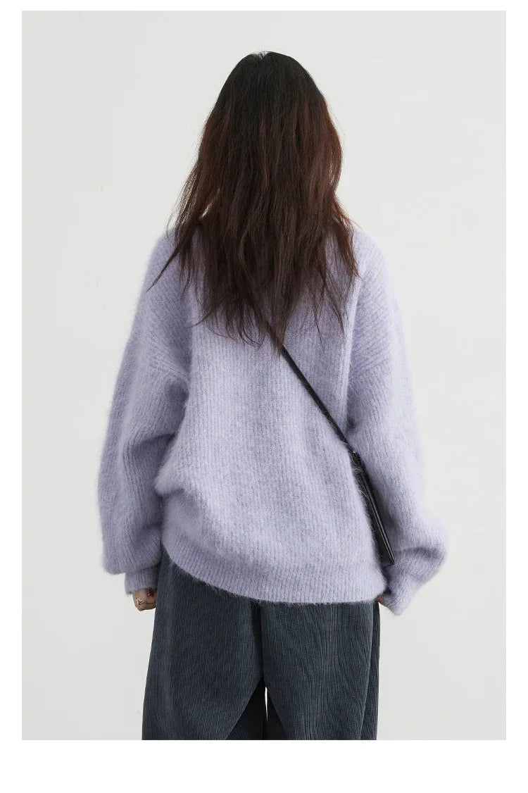 CHIC VEN Women Sweater Long Sleeve Pullover Solid Loose O Neck Soft Alpaca Female Tops Woman Knitwear Jumpers Spring Autumn 2024