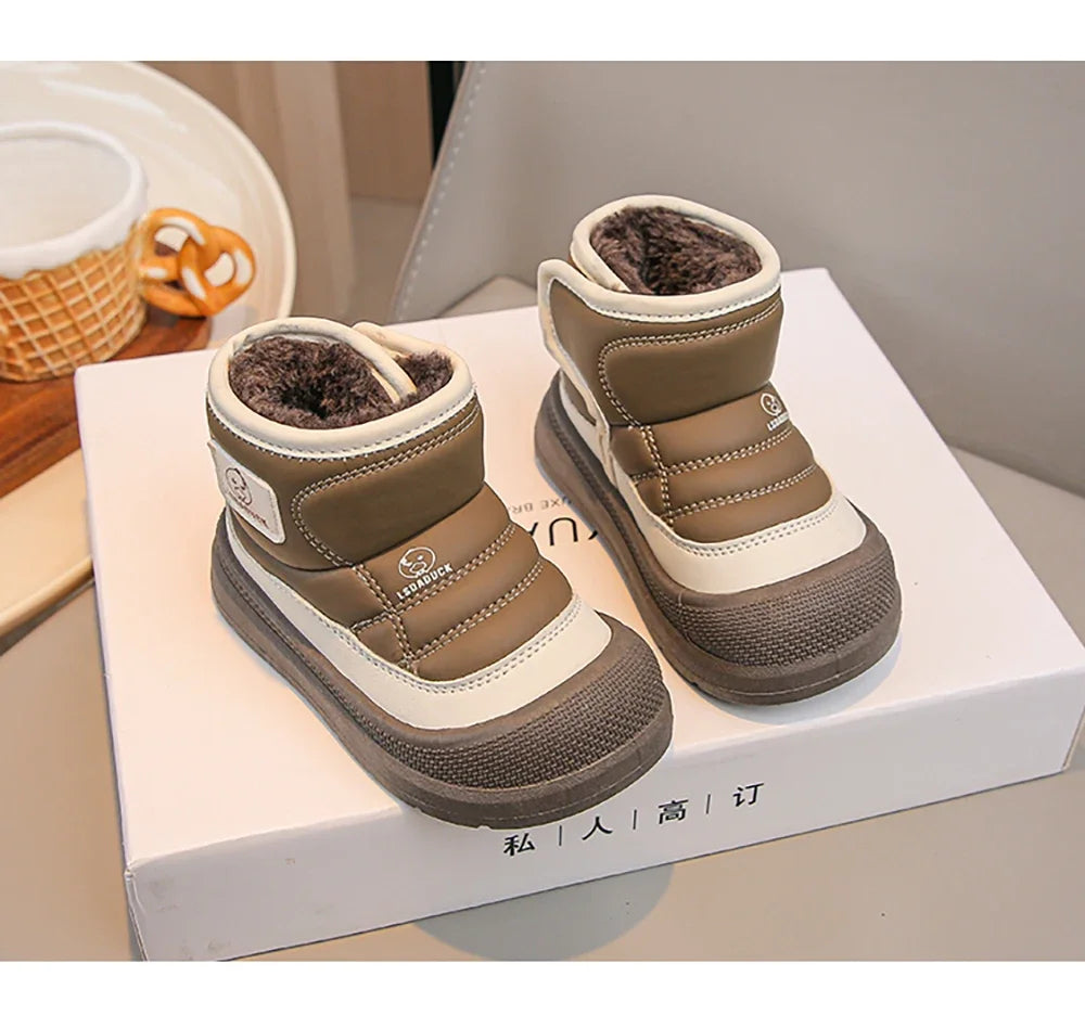 2025 New Winter Plush Snow Boots for Children Thick Warm Boy's Girl's Cotton Shoes Waterproof Kid's Winter Boots Velvet Shoe