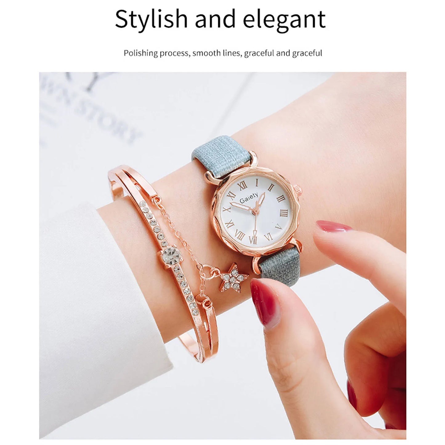 2pcs Set Luxury Women Bracelet Quartz Watches For Women Leather Watch Ladies Quartz Wristwatches Temperament Ladies Watch