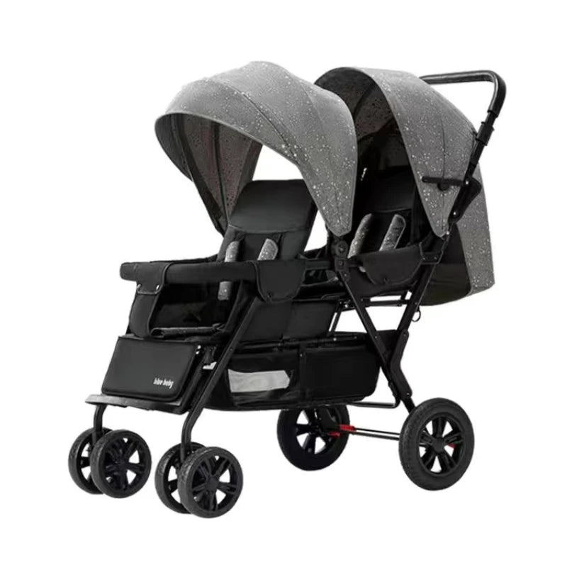 Double Stroller Can Sit Lying Lightweight Foldable High Landscape Front & Rear Seat Baby Stroller with raised rear Double Brake