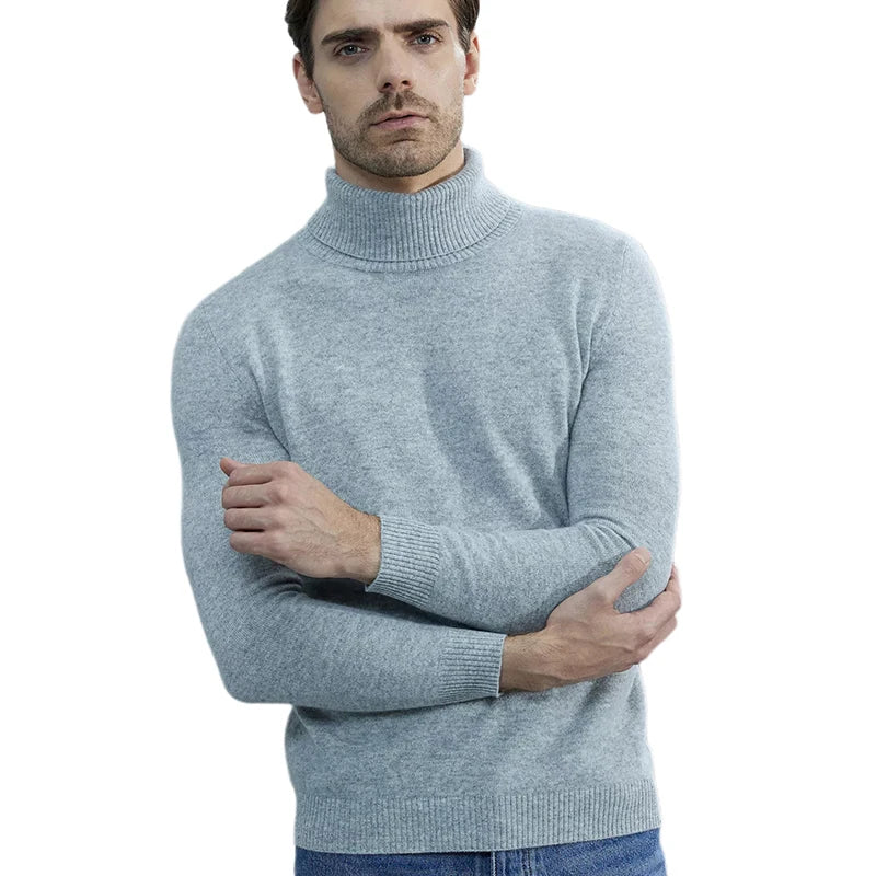 Men Knitted Sweaters Cashmere Sweater 100% Merino Wool Turtleneck Long-Sleeve Thick Pullover Winter Autumn Male Jumpers Clothing