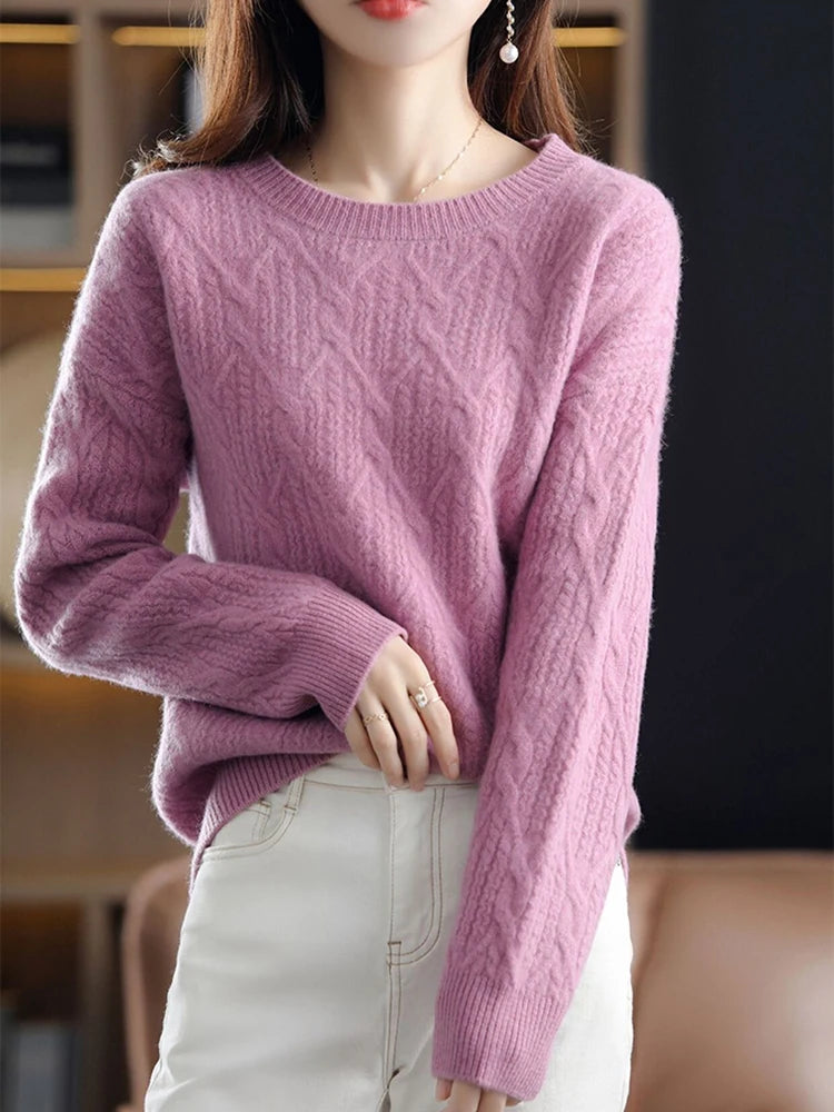 Fashion Loose Cashmere Women Sweater Autumn Winter Soft Warm Long Sleeve Solid Jumper Knitted Sweaters for Female Pullover Tops