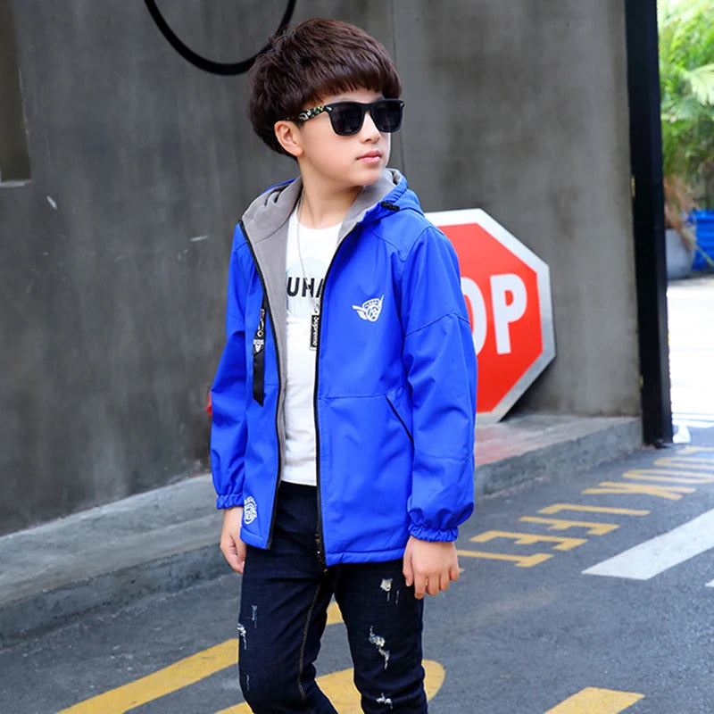 Ropa de otoño para niños, chaqueta de doble cara, abrigo polar, impermeable, a prueba de viento, ropa de abrigo para niños, chaqueta deportiva para niños