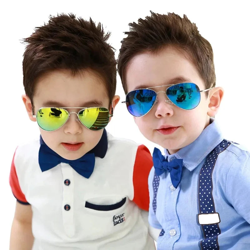 Fashion Brand Child Sunglasses Mirror Glasses Metal Pilot Sunglasses for Girl Boy Kids Sunglasses Children Glasses Goggles