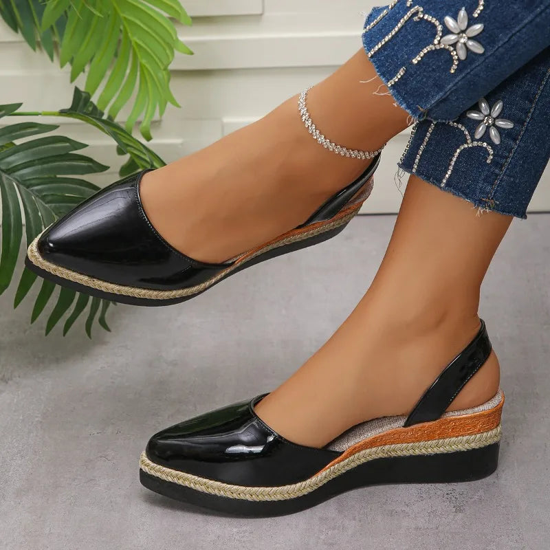 Women's Slingback Sandals 2026 Mid Heels Pointed Toe Closed Toe Sandals Wedge Breathable Casual Comfortable Shoes for Women