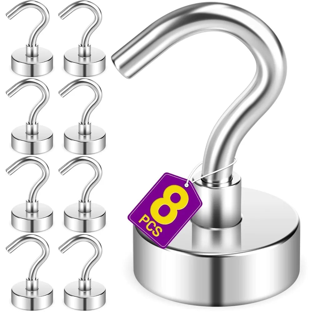 8 Pack Magnetic Hooks Heavy Duty 30 LB Neodymium Magnets for Cruise Cabin Kitchen Office Towel Curtain Fridge Hanging