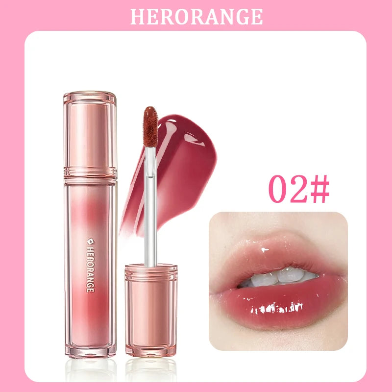 Herorange Iced Tea Gloss Lip Gloss Moisturizing Non-Drying Plump Lips Korean Style for Daily Bare Makeup