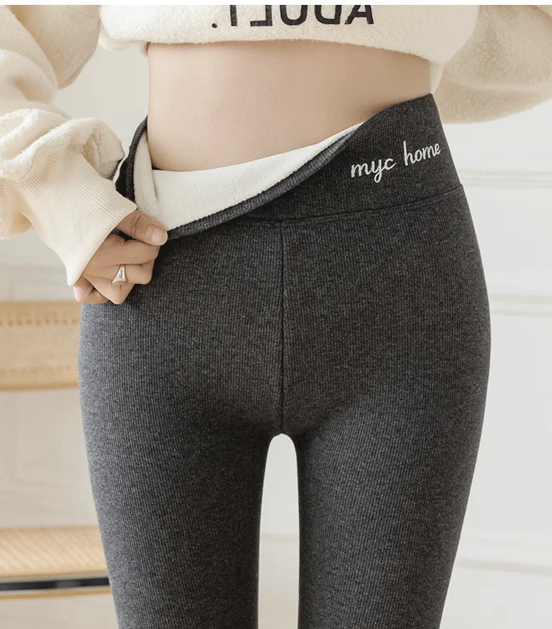 Winter Leggings For Women Thermal Underwear Solid Color Velvet Thicken Warm Pants High Waist Leggings Stretchy Leggings Trousers